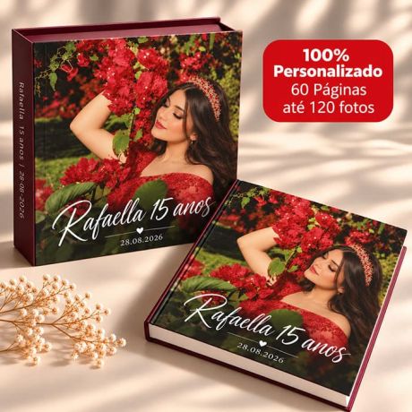 FOTOLIVRO PERSONALIZADO 60 P&Aacute;GINAS - ENVIE AT&Eacute; 120 FOTOS - 15 ANOS
