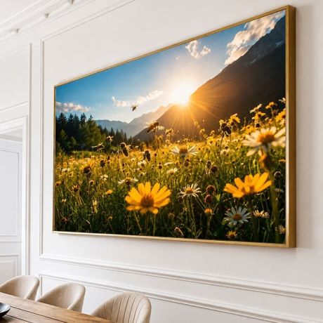 QUADRO HORIZONTAL - CAMPO FLORIDO AO AMANHECER