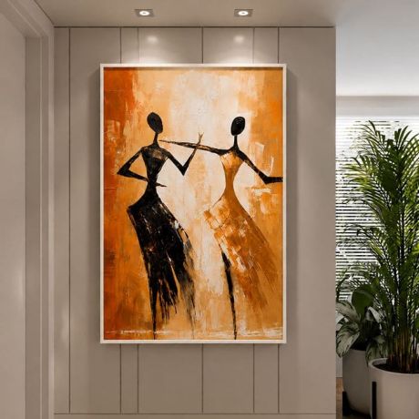 QUADRO VERTICAL - DANÇA CONTEMPORÂNEA EM TONS TERROSOS